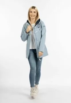 Schmuddelwedda Manteaux Courts Manteau Mi-saison Femme Bleu Clair -Schmuddelwedda Ventes 264bed551762040eaa78dc563a1328ce